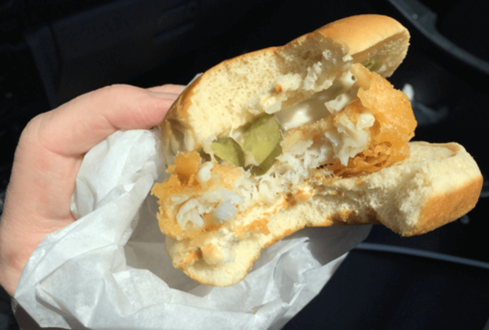 Bitten Long John Silver's fish sandwich